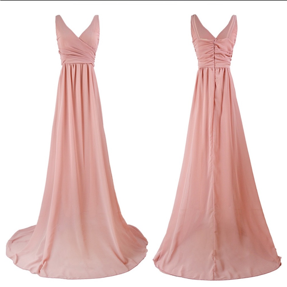 COOL CUBE Long Skirts Deep-V Backless Slim Fit Slimming Chiffon Maxi Dress Sz S